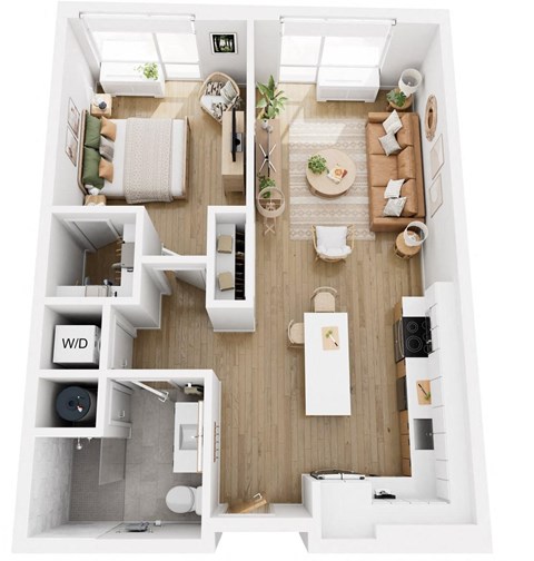 Apartments in Lancaster | a 1 bedroom floor plan with a bathroom and a living room
